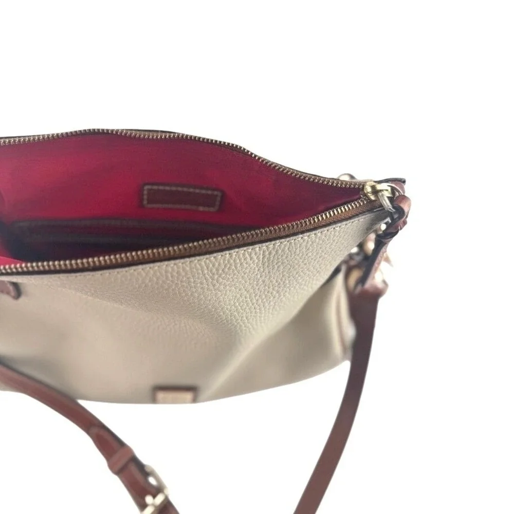 Dooney & Bourke Cream Leather Hobo with Brown Trim